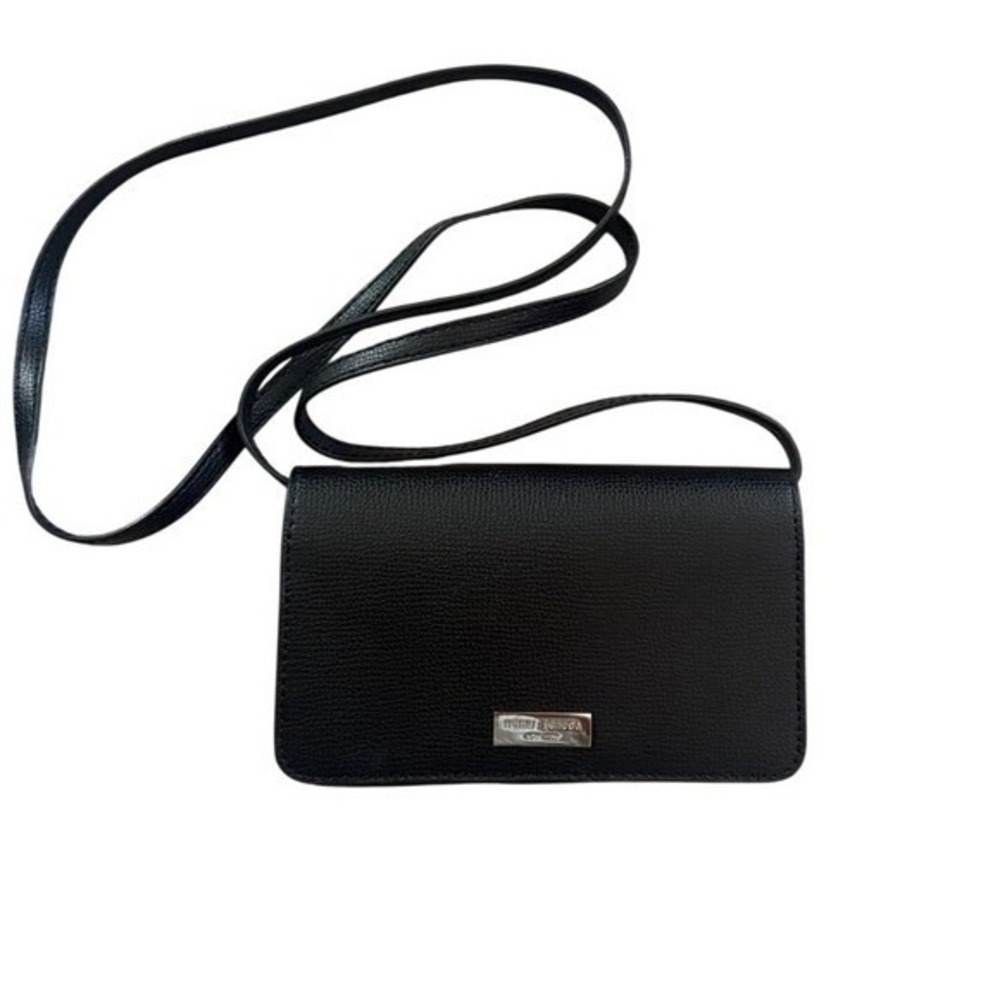Henri Bendel NWOT Black Pebble Leather Crossbody Wallet OS Quiet Luxury Elevated